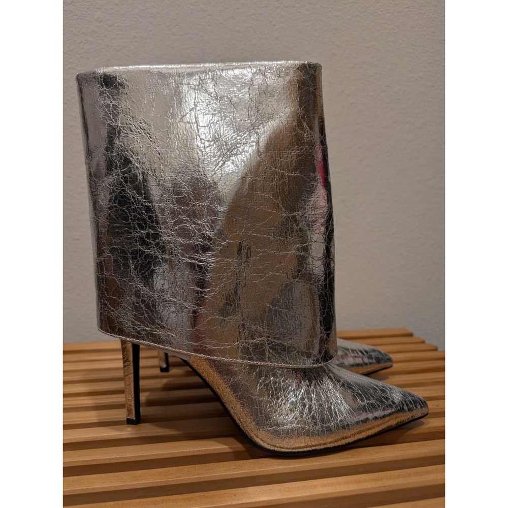 I.N.C. International Concepts Women 8M Sabeel Cuff Stiletto Booties Crinkle Silv